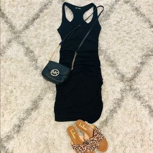 Black express racer back ruched dress